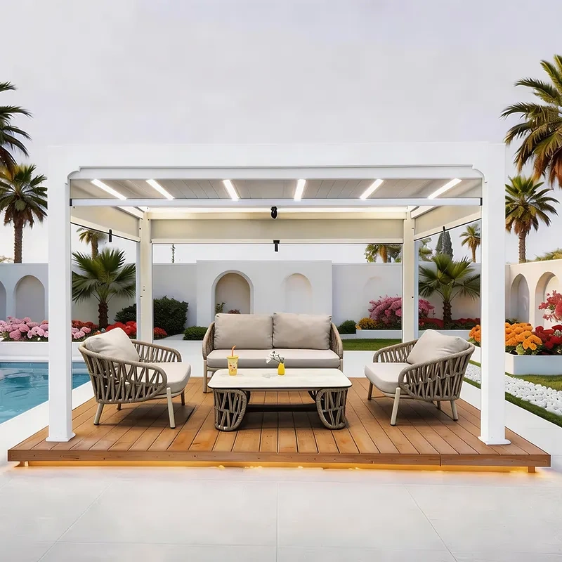 High Quality Outdoor Modern Leisure Sectional Sofa Set Rattan Wooden Garden Furniture