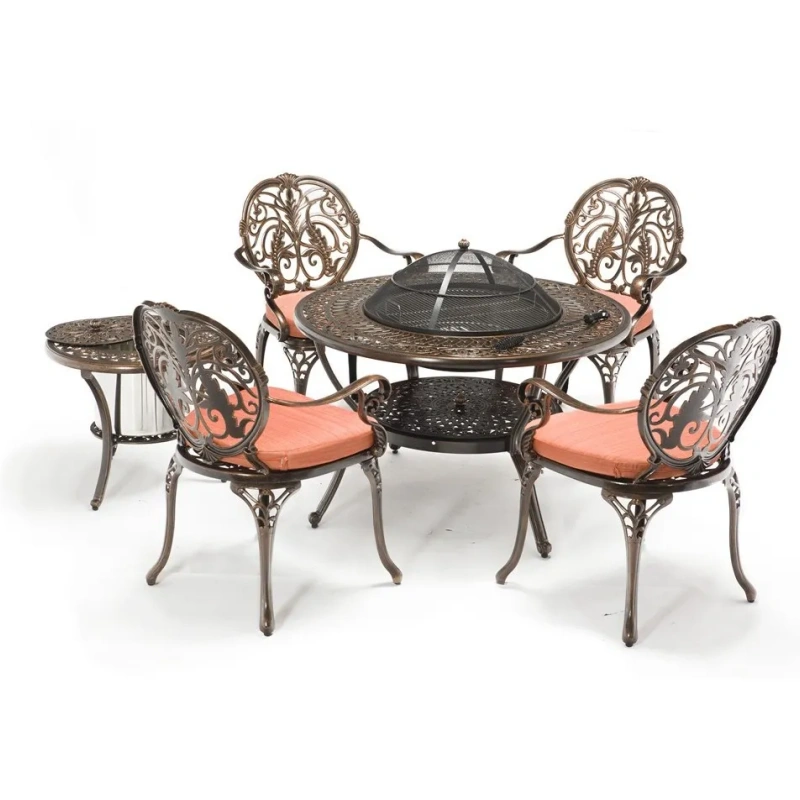 High Quality Factory Outdoor Restaurant Furniture Table Set Aluminum Frame Dining Chair