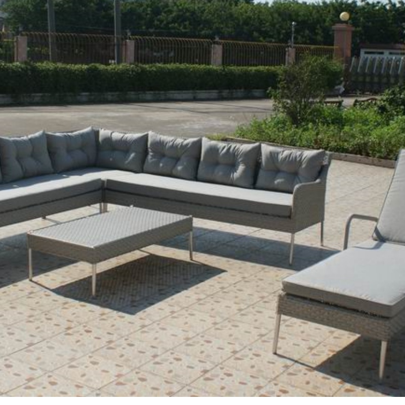 High Quality Aluminum L Shape Outdoor Sofa Set with Coffee Table Patio Furniture