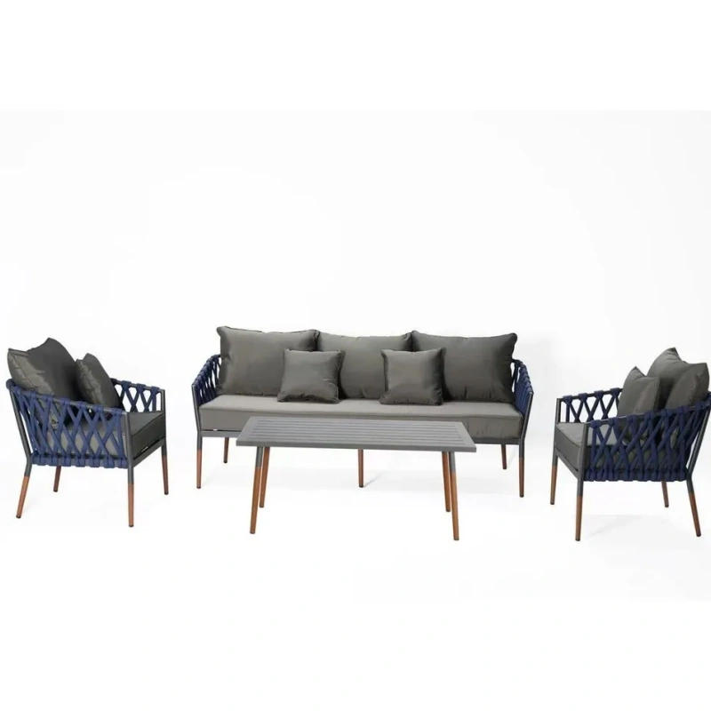 Outdoor Furniture Patio Aluminum Rope Woven Outdoor Dining Set