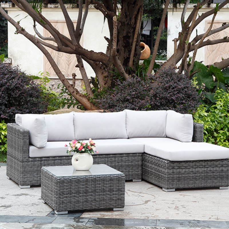 Simple Durable Wicker Outdoor Furniture Villa Resort Hotel Garden Sofa with Table Set for Patio