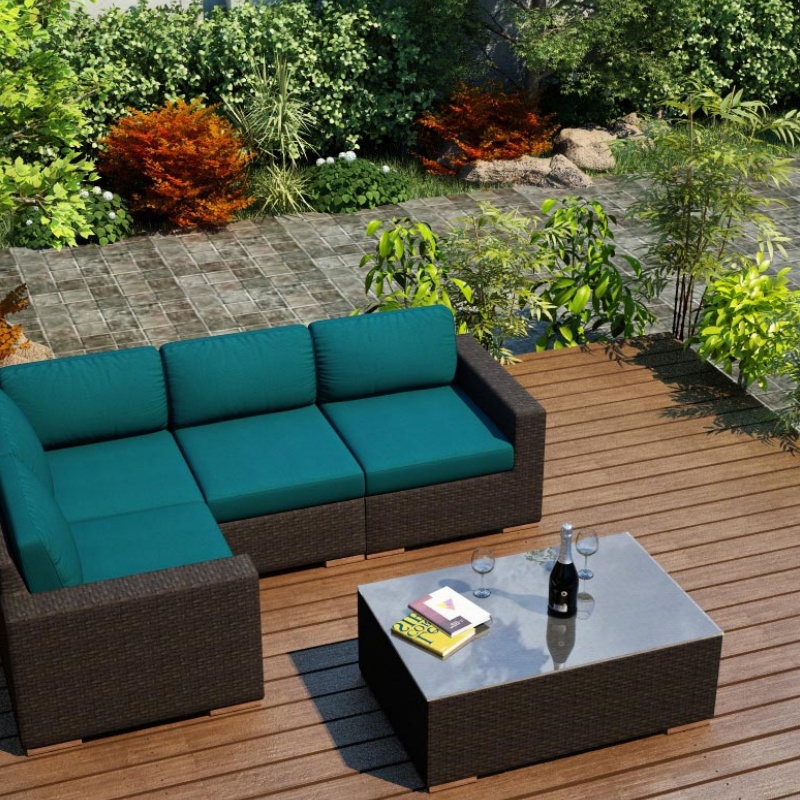 Teak Wood Garden Couch Patio Courtyard Lounge Leisure Sofa Outdoor Furniture