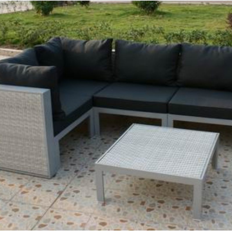 High Quality Aluminum L Shape Outdoor Sofa Set with Coffee Table Patio Furniture