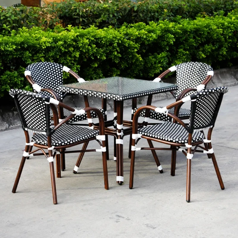 Bar Hotel Outdoor Aluminum Garden Dining Set Tables and Chairs Patio Furniture