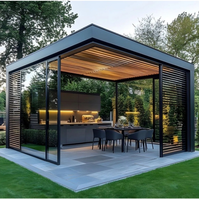 Opening Louver Roof Motorized Sunshade Garden Aluminium Gazebo Outdoor Pergola with Roof