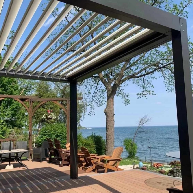 Heavy Duty Retractable Shade Blind Motorized Bioclimatic Aluminium Louvered Roof Pergola for Outdoor Living