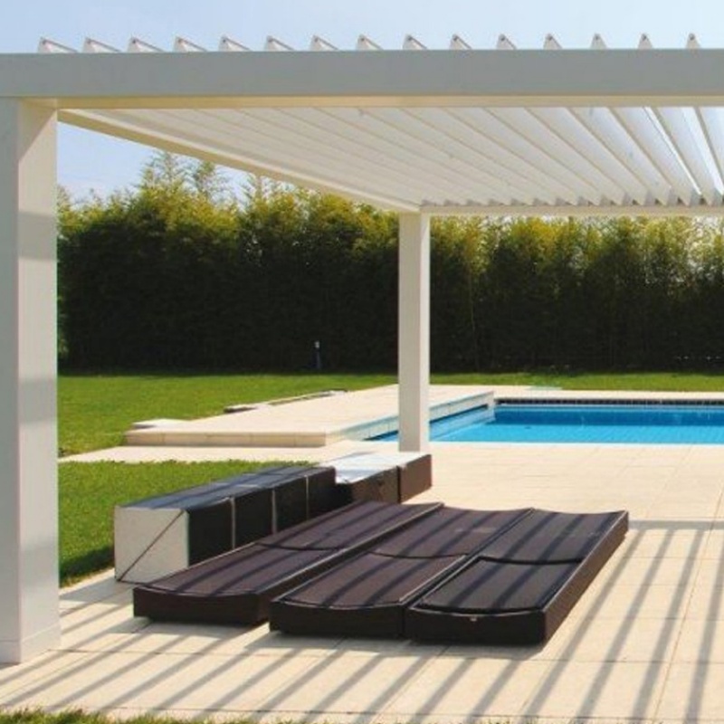 Weatherproof Aluminium Pergola Motorized Louver with Lighting