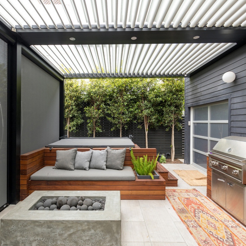 Aluminum Pergola with Polycarbonate Roof, Garden & Poolside, Weatherproof, Custom Colors