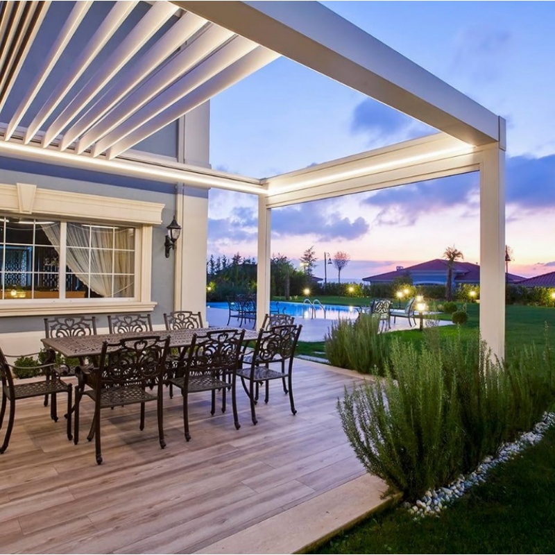 Heavy Duty Retractable Shade Blind Motorized Bioclimatic Aluminium Louvered Roof Pergola for Outdoor Living