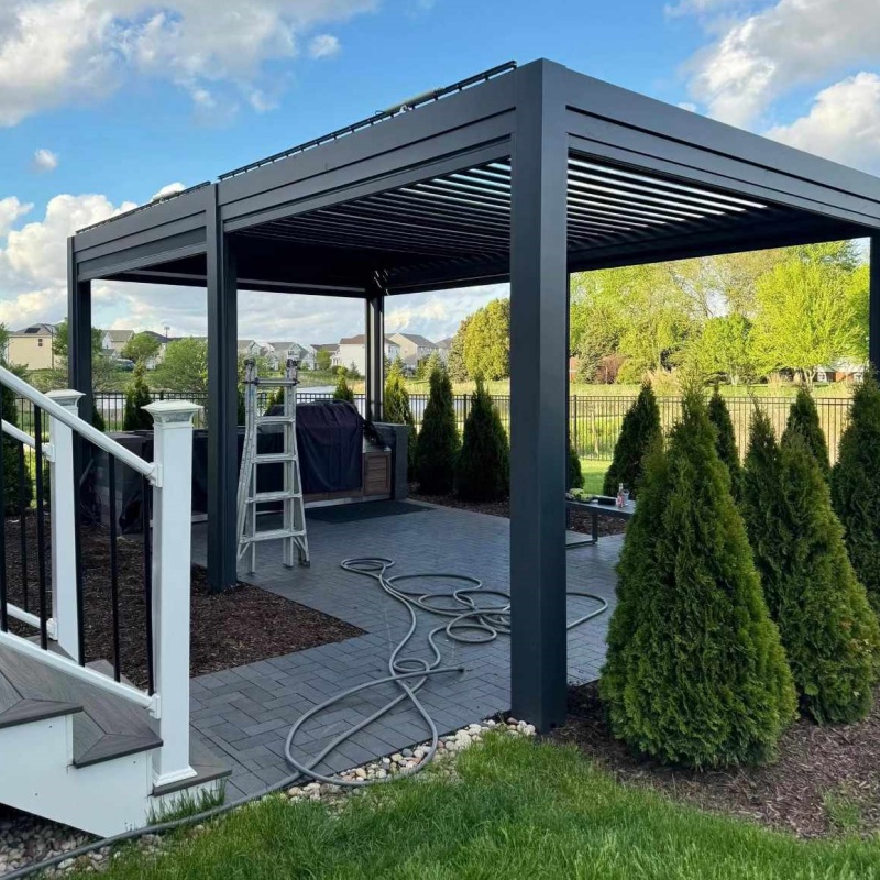 Opening Louver Roof Motorized Sunshade Garden Aluminium Gazebo Outdoor Pergola with Roof