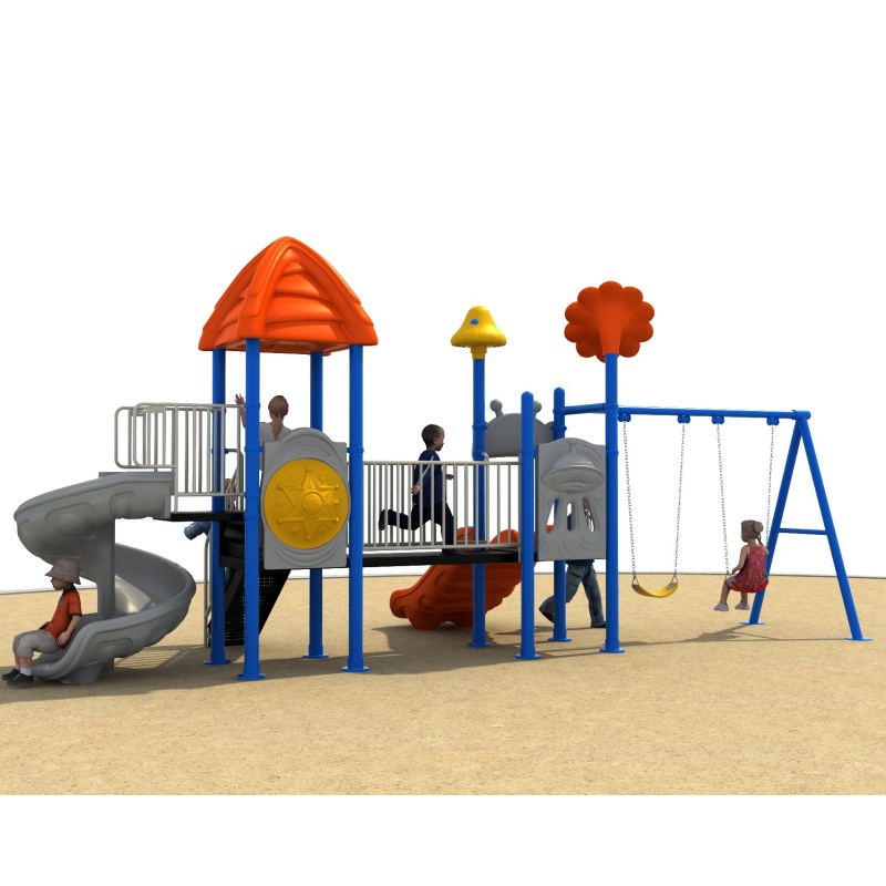 Professional Kid Outdoor Playground with Double Tube Slide and Climber